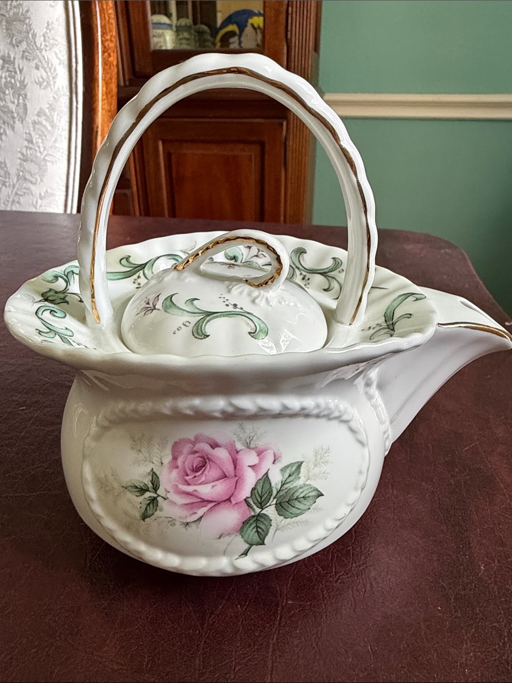 Vintage Crown Dorset Carriage Style Teapot Pink Roses Fine Bone China England